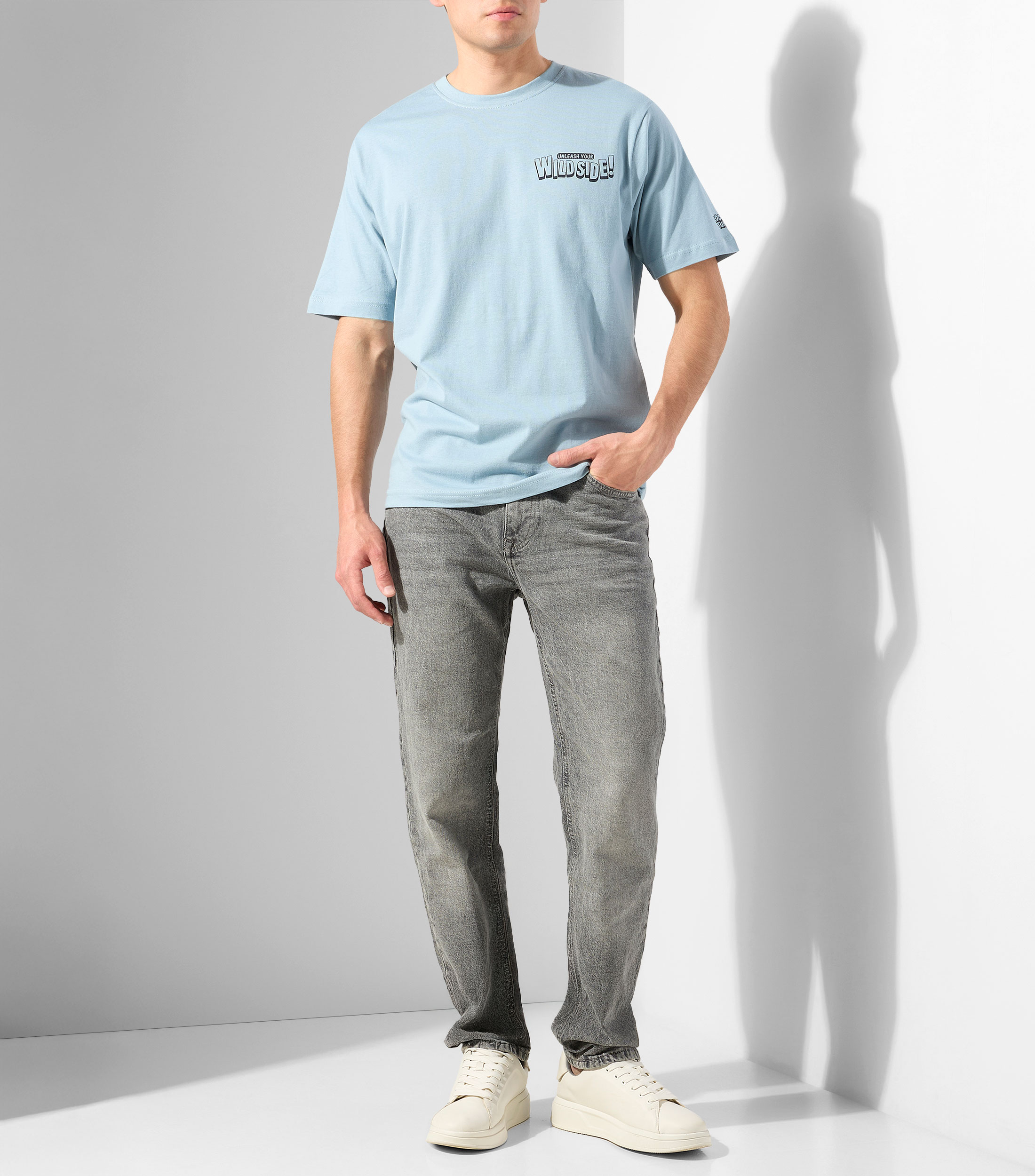 Playera cuello redondo manga corta estampada Hombre